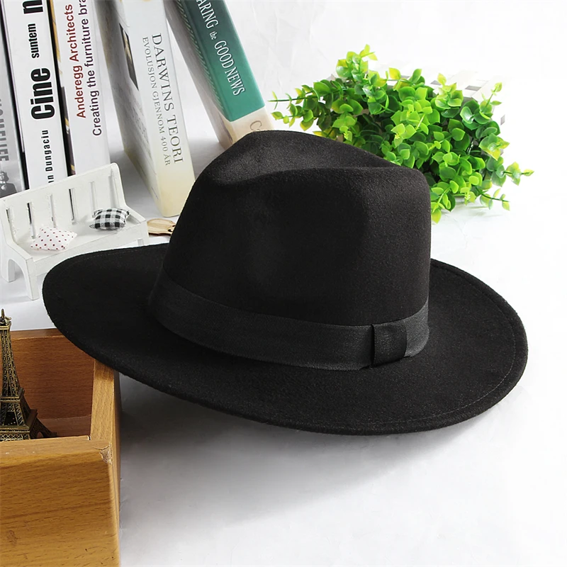 Cappello Fedora In Feltro A Tesa Larga Unisex | Taglia Unica 56-58cm | Cappello Panama Tinta Unita
