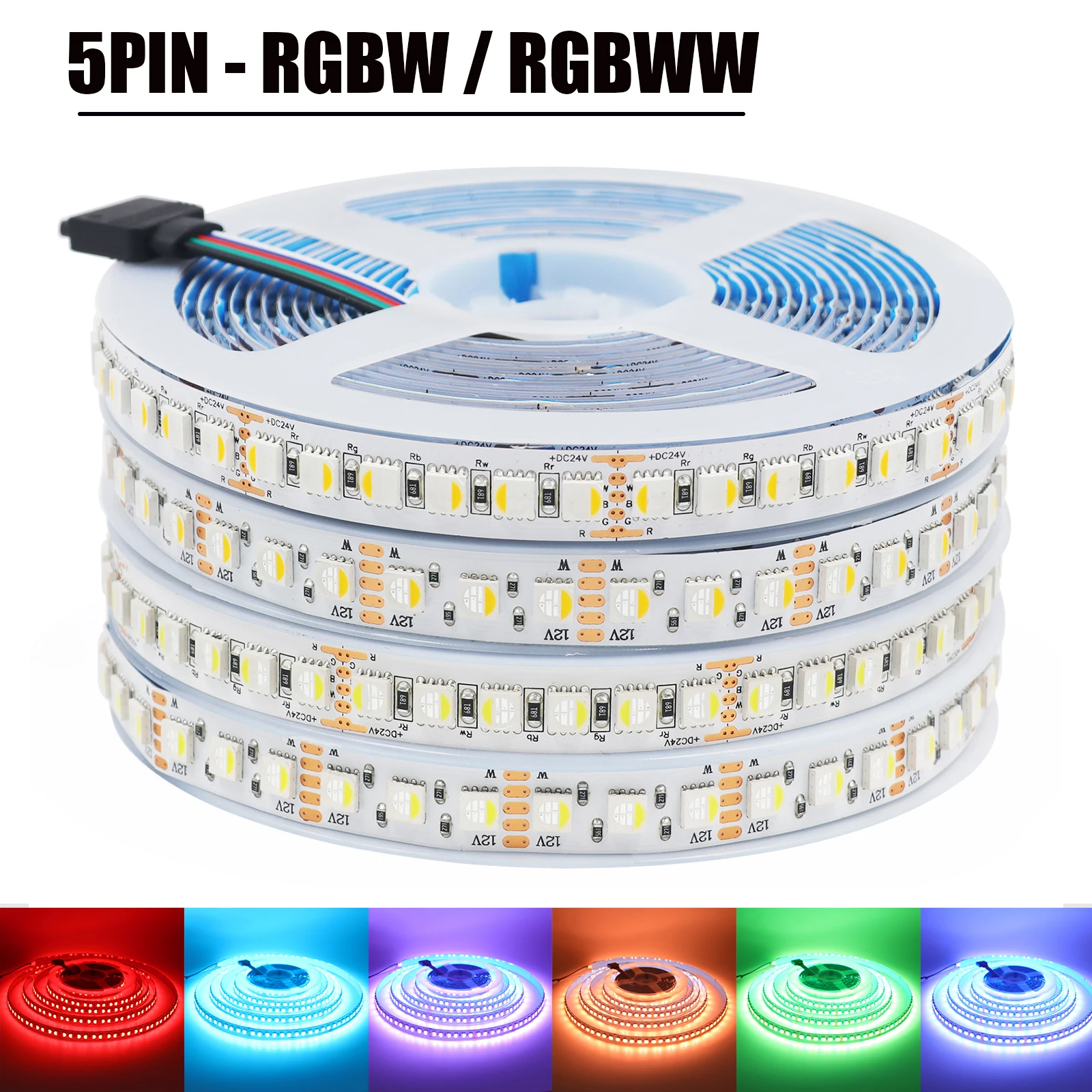 DC 12V 24V RGBW/RGBWW LED 스트립 라이트 4-in-1 칩 SMD..