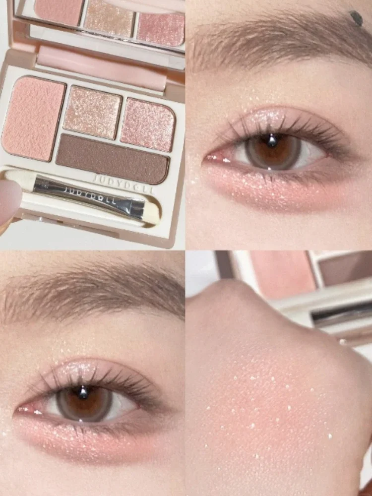 4Color Eyeshadow Silkworm Palette Blush Eyeliner Highlight Contour Palette Brighten Face Makeup Judydoll