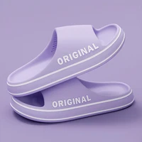 Feslishoet Women Letter Slippers Beach Slides Solid Color Mens Thick Sole Indoor Bathroom Anti Slip Shoes Summer Couple Sandals 2