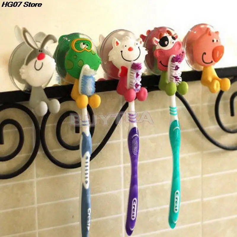 1PC Animal Cute Cartoon Animals Suction Cup Toothbrush Holder Bathroom Accessories Set Wall Suction Holder Tool