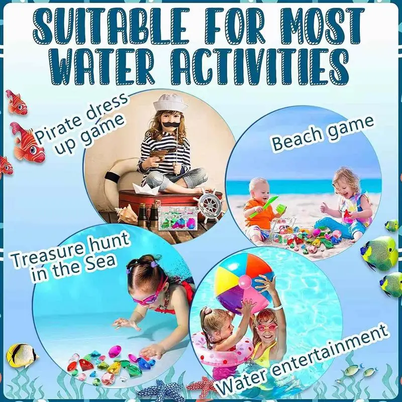 10pcs Pool Diving Gems Toys Treasure Pirate Pool Chests Divingdiamond Swimming Kids Jewels Dive Diamonds Favors Party Set 3