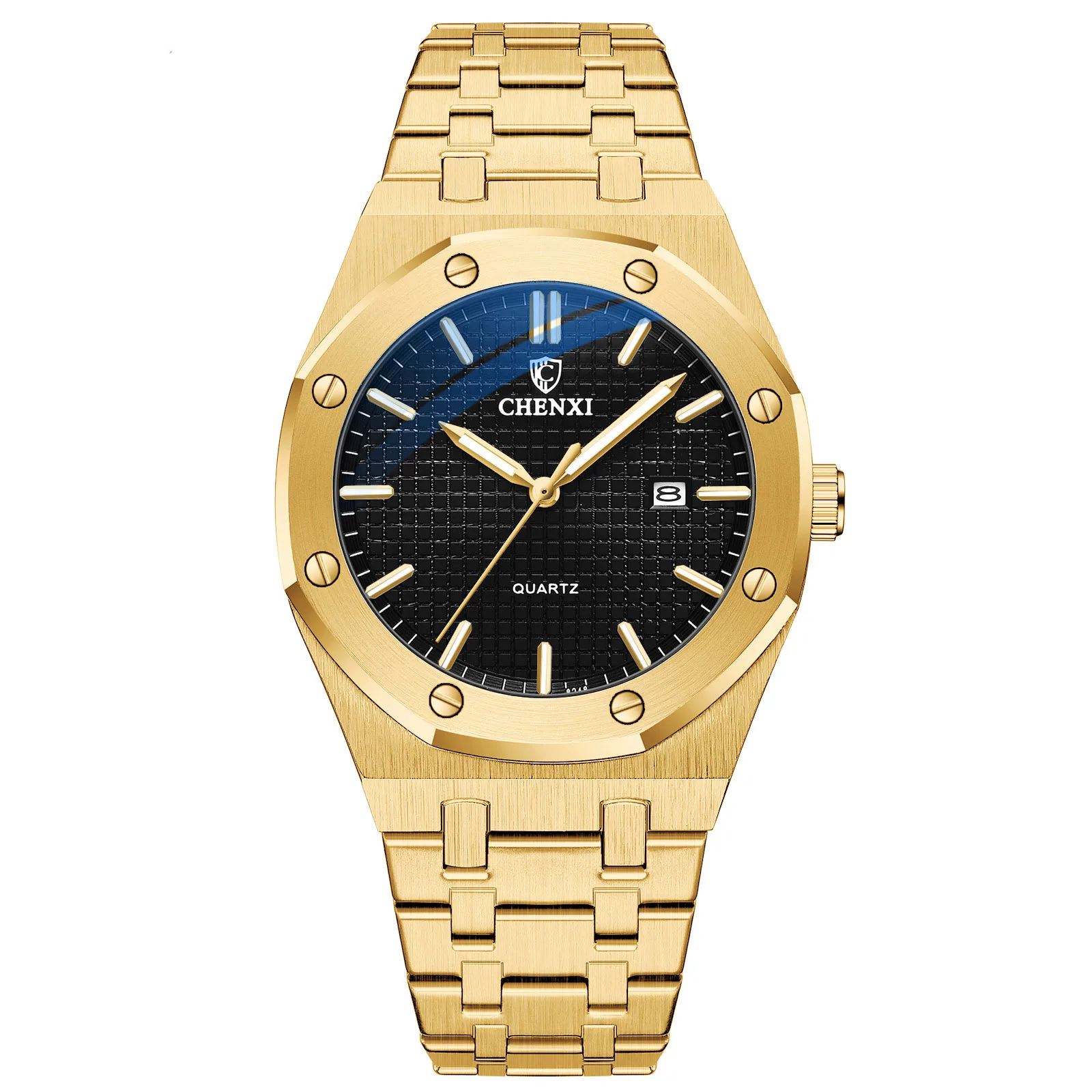 Top Brand Men Golden Watches Royal 3ATM Waterproof Stainless Fashion Business Steel Men's Quartz Wristwatch Calendar Gift Clock