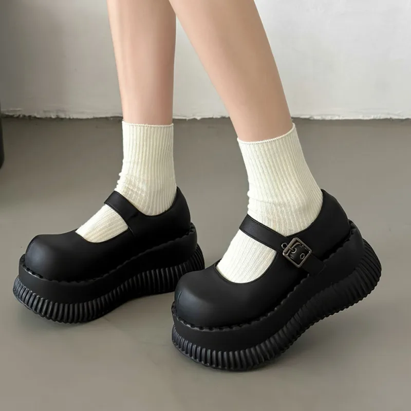 Gothic Style Chunky Platform Wedges Women Sweet Cute Mary Janes Shoes Spring Summer Autumn Fashion Women Shoes Pumps Loafers New