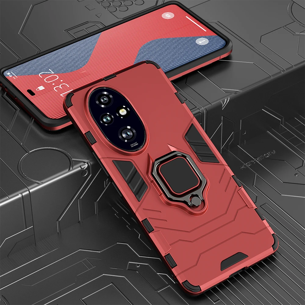 Rugged Shockproof Armor Case with Soft Silicone & Metal Ring Stand