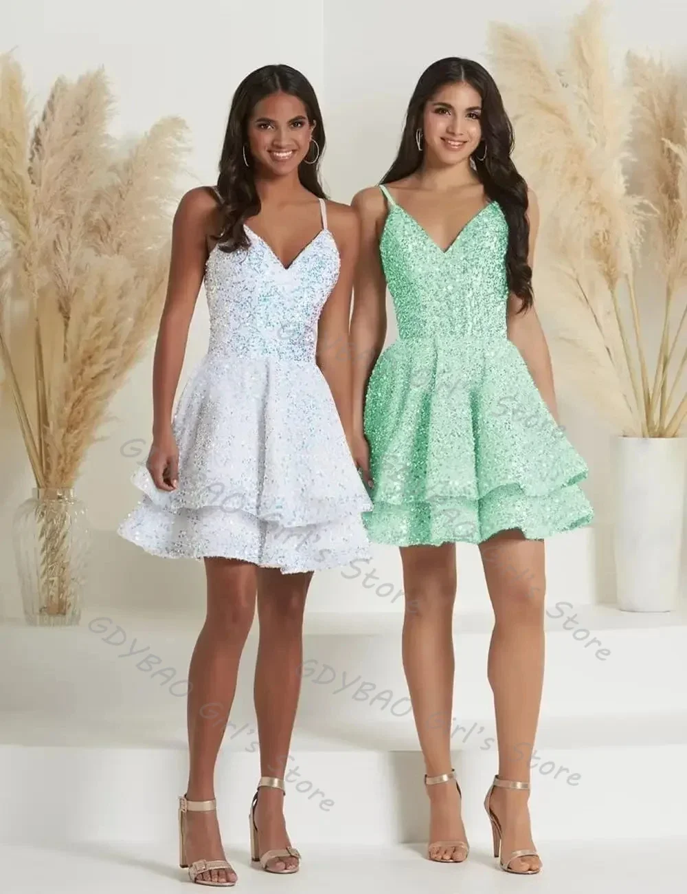 Prom Homecoming Dresses for Women Spaghetti Straps Short Party Cocktail Gowns