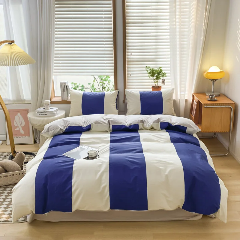 Brushed Bedding Set for Double Bed ensembles de couette Striped