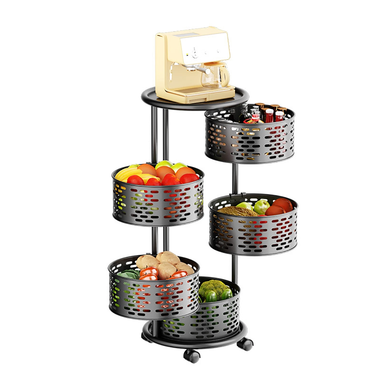 Kitchen Movable Rotating Shelf With Wheels Fruit Vegetable Seasoning Storage Rack Detachable Mesh Basket Home Kitchen - 2 Layer 26 Kitchen Movable Rotating Shelf With Wheels Fruit Vegetable Seasoning Storage Rack Detachable Mesh Basket Home Kitchen - 2 Layer
