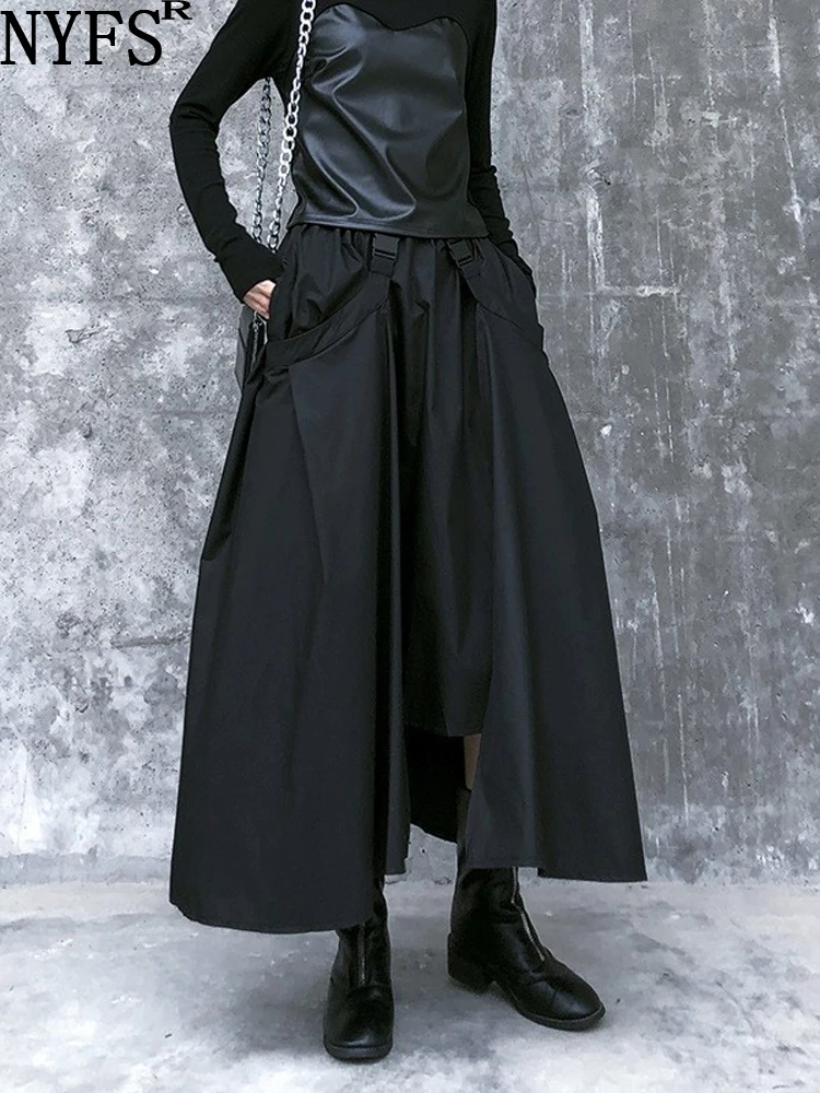

NYFS 2023 New Spring Autumn Woman Skirt Loose Vintage Hong Kong Style Fashion High Waist Skirts Faldas Mujer Saias