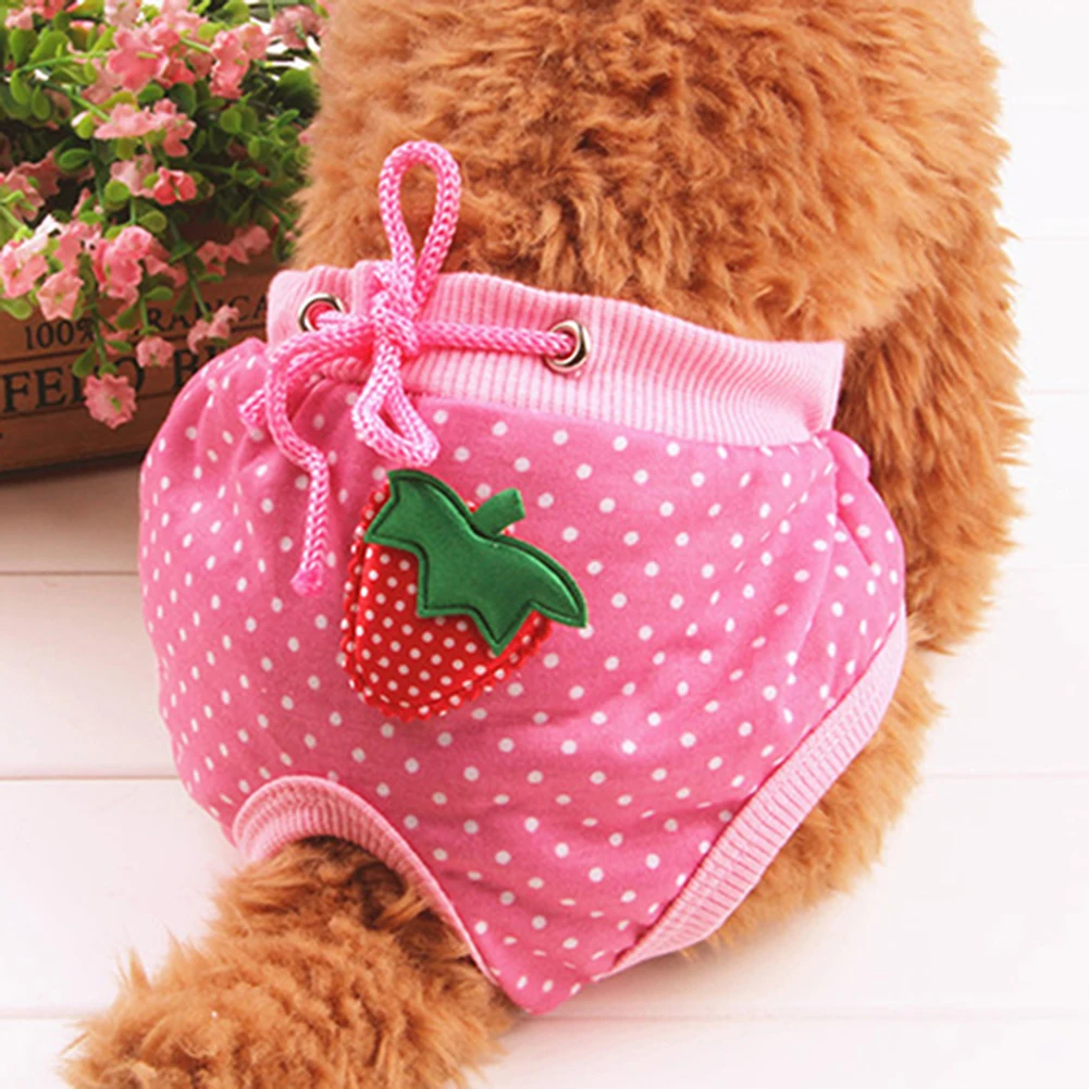 Dog Diapers Pet Diapers Dog Nappies Pet Dog Diaper Cute Fruit Print Dog Shorts Puppy Sanitary Physiological Pants Washable Female Panties Underwear Briefs