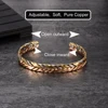 Vinterly Pure Copper Bracelets Magnetic Therapy Arthritis Braided Adjustable High Magnet Open Cuff 9mm Bangles Resizable Jewelry 2