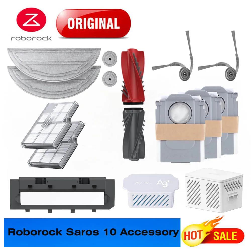 Kit Accessori Originale Roborock Saros Z70 - 4 Sacchetti + 2 Spazzole Laterali + 2 Filtri