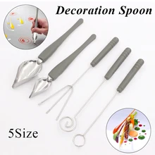

1/5pcs Candy Dipping Tools Chocolate Dipping Fork Spoons Set Culinary Decorating Spoons Chef Art Pencil For Decorative Plates