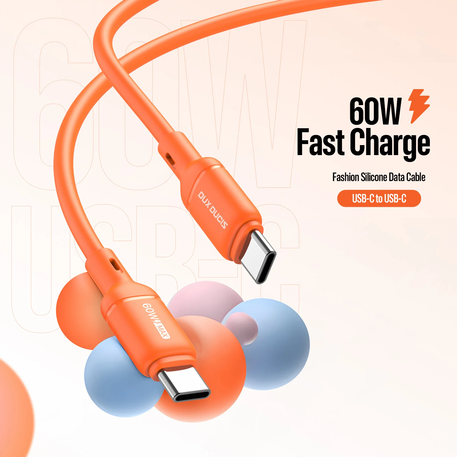 60W USB C to C & 27W Type-C to Lightning 케이블, DUX DUCIS 브레이디드 실리콘 고속 충전 데이터 케이블 (아이폰, 아이패드, 삼성, 픽셀용)