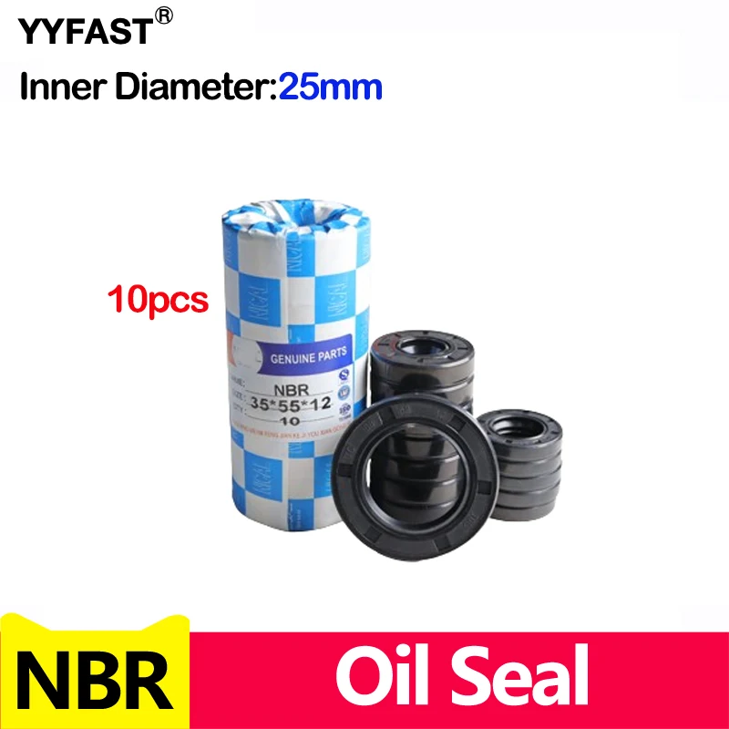 

10 Pcs NBR Framework Oil Seal TC Nitrile Rubber with Spring for Bearing Shaft,Complete Size，ID*OD*THK Inner Diameter 25-26mm