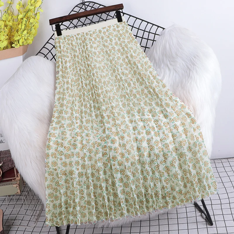 

Woman Skirt 2022 Summer New Korean Fashion Temperament Gentle Vintage Floral Slim Versatile High Waist Female Skirts