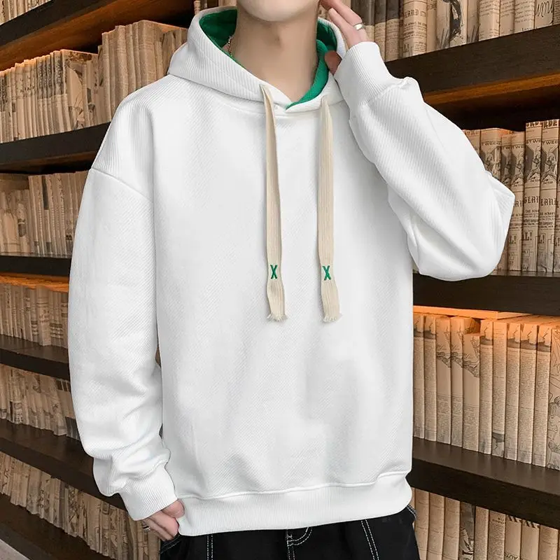 Fashion Hooded Spliced Solid Color All-match Hoodies Men's Clothing 2023 Autumn New Korean Tops Long Sleeve Casual Sweatshirts