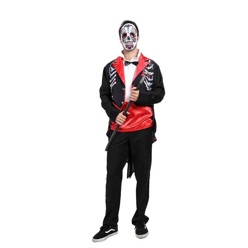 

Man Day Of The Dead Scary Cosplay Halloween Skeleton Ghost Costumes Carnival Purim Parade Nightclub Bar Role Playing Party Dress