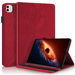 Tree Embossed PU Leather Wallet Stand Tablet Case Cover for MagicPad 4 12.3 inch (Red)