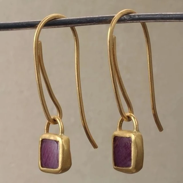 Trendy Women Earrings 4 Colors Delicate Gold Color Inlay Natural Stone Hook Dangle Earrings for Women Wedding Engagement Jewelry 011