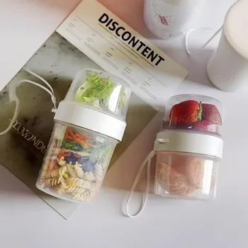 Petit déjeuner avoine céréales noix yaourt salade tasse joint conteneur ensemble avec fourchette Sauce tasse couvercle Bento Tuppers alimentaire cône bol boîte à déjeuner 1