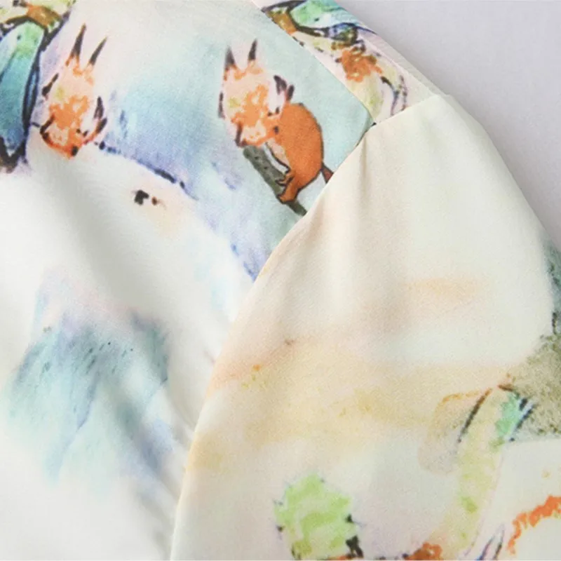 Women's Vintage Printed Shirt, Long Sleeve Blouses, Mid-Length, Autumn, Plus Size, 8261