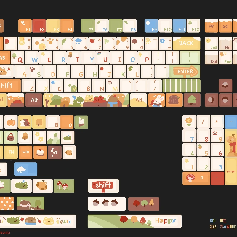 妖精の森をテーマにしたカスタムキーキャップセット,昇華型PBT