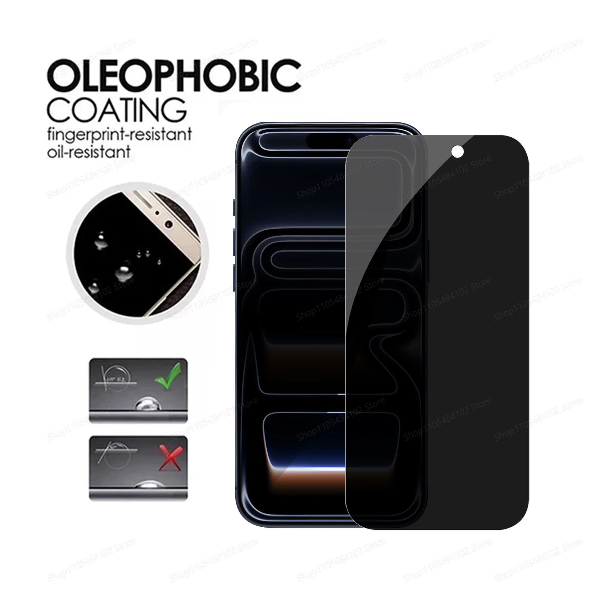 Universal 6-in-1 Privacy Tempered Glass Screen and Lens Protector