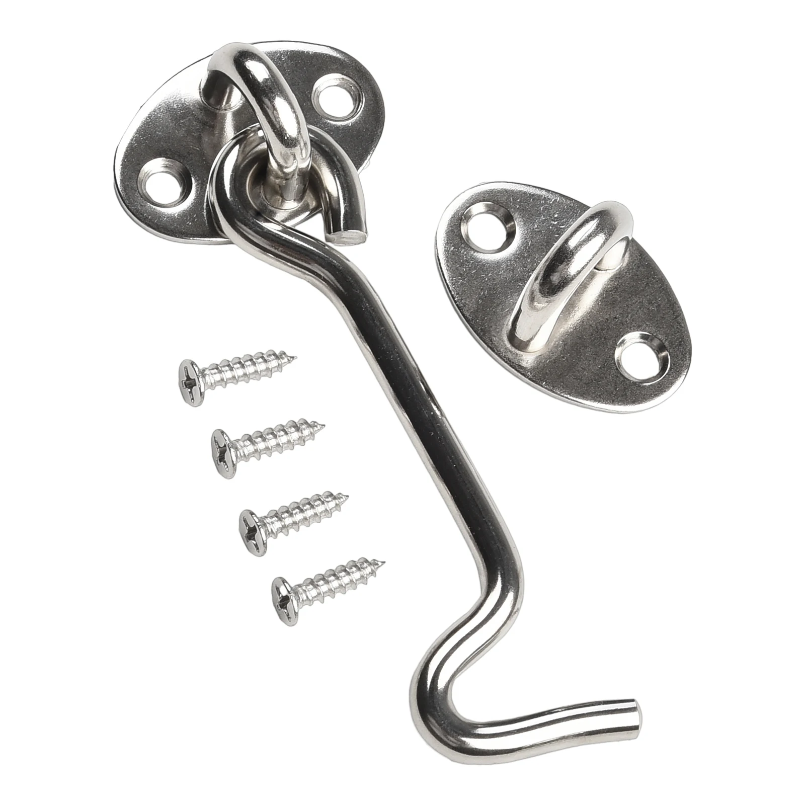 Cabin Hook Eye Lock With Safety Switch Hook Door Eye Latch Silent Catch Holder With Screws Storage Hooks 16pcs Screws