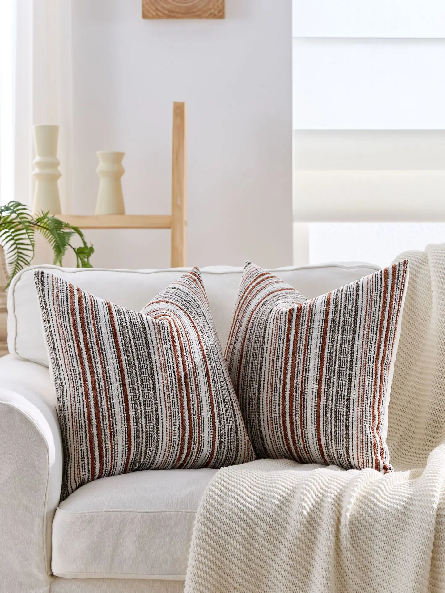 Boucle-Kissenbezüge, strukturiert, gestreift, Couch-Kissenbezüge, weicher dekorativer Kissenbezug, Sofa, Stuhl, Schlafzimmer, Wohnzimmer, Heimdekoration – Detail 12
