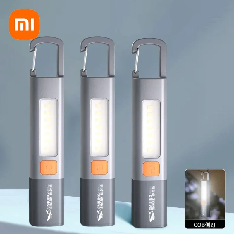 LED Flashlight, Xiaomi Portable, USB Rechargeable, with Hook, Zoomable, Outdoor Camping Hiking, Long-range Emergency Lantern
