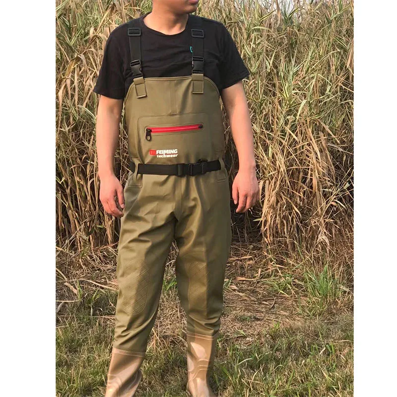 PVC Fly Fishing Waders Chest Waders Durable Outdoor Fish Overalls Pants  Lure Adult Men Women River Waterproof Adjustable Boots