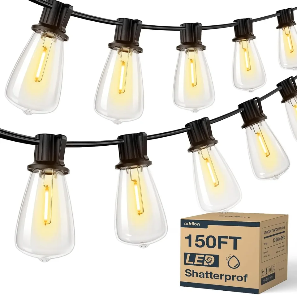 150FT Waterproof LED Outdoor String Lights Dimmable