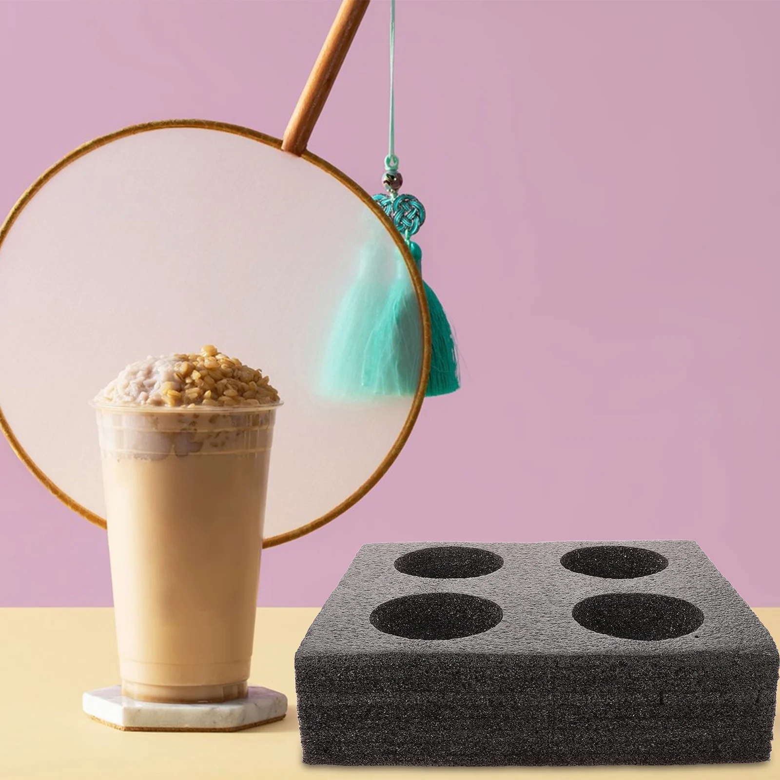 Knitted Cotton Cup Holder Coffee Tray Takeout Carrier Outdoor Trays 4-Cup Epe Foam Composite Pearl Drink Packing Bottle Travel