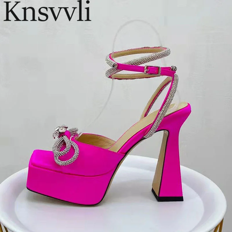 

Женские атласные босоножки на платформе, туфли-лодочки с ремешком на щиколотке и квадратным носком, из ПВХ, сандалии для вечеринок, новинка 2022