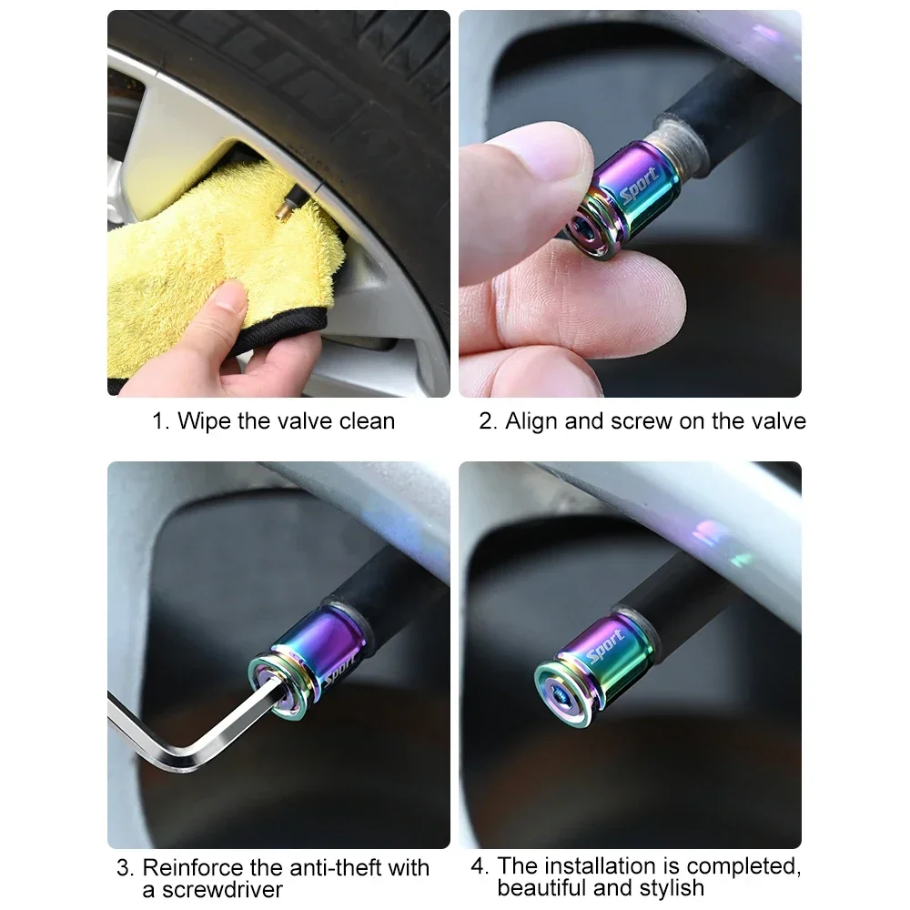 Premium Zinc Alloy Anti-Theft Tire Valve Caps