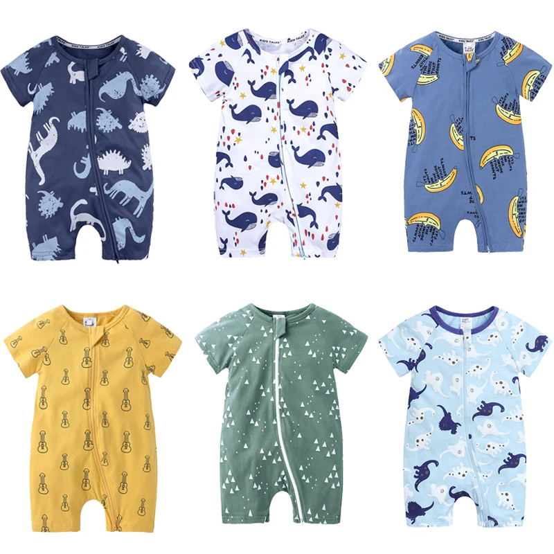 

Short-Sleeve Baby Rompers Animal Dinosaur Print Baby Boy Clothes Jumpsuit Summer Onesie Infant Baby Girls Newborn Clothings