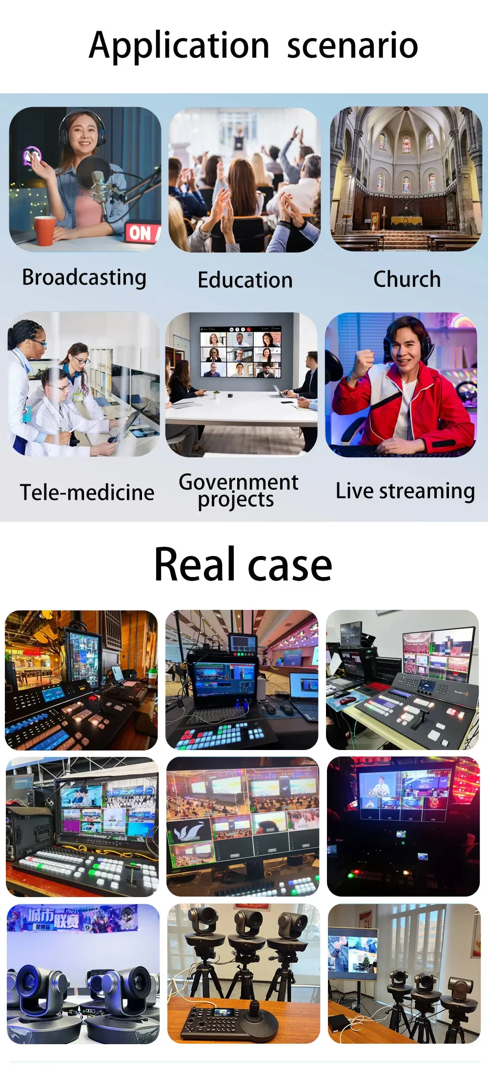 Video Conference Camera Kit 4K PTZ Camera 20X Zoom NDI SDI HDMI IP USB Church li