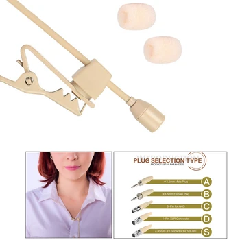 무선 무지향성 콘덴서 카트리지 마이크용 라발리에 라펠 클립 마이크, 베이지, 3.5mm, 3 핀, 4 핀 XLR