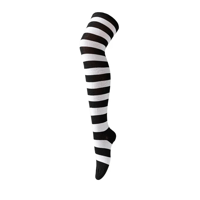 Gestreifte Overknee-Socken für Damen, hoher Strumpf, mehrfarbig, JK, lässig, warme Socken, sexy, schlanke, lange Socken, Weihnachts-gestreifte Strumpfwaren # – Detail 18