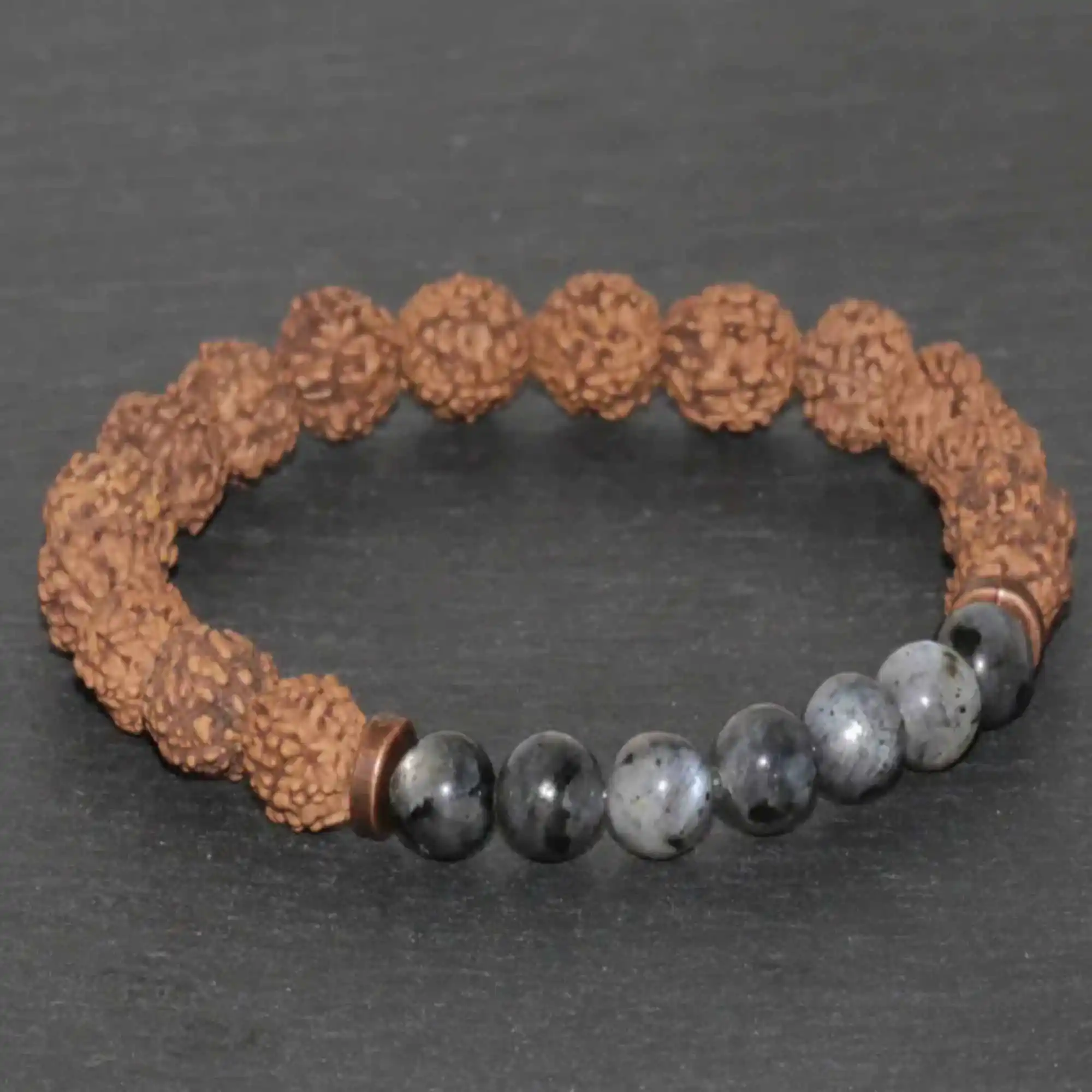 Naturale 6Mm Rudraksha 6Mm Nero Labradorite Mala Braccialetto Di Perline Spiritualità Stile Nazionale Guarigione Chakra Fai Da Te Tutti I Santi