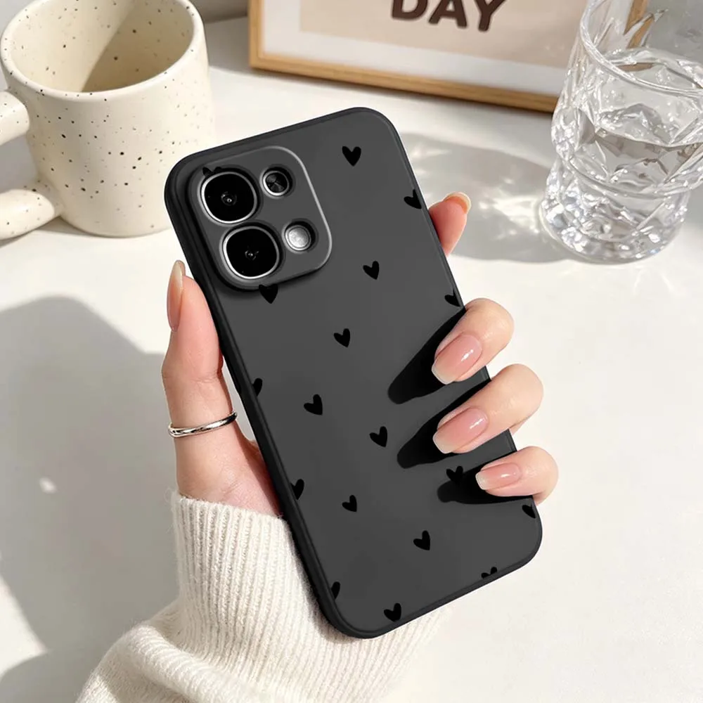 Chic Black Heart Pattern Phone Case