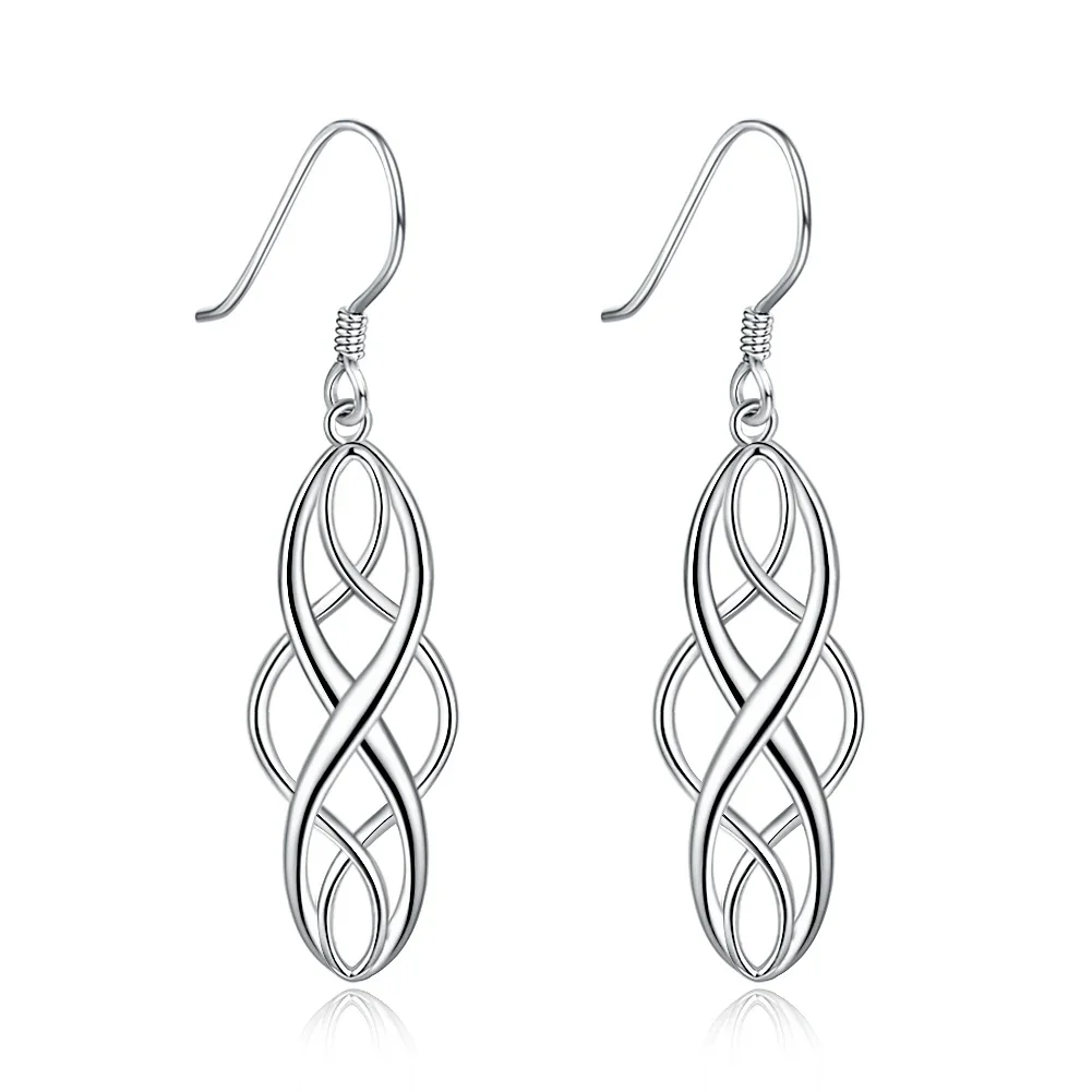 

925 Sterling Silver For Women Lady Elegant Exquisite Luxury Hook Charms Wedding Earrings Fashion Classic Jewelry