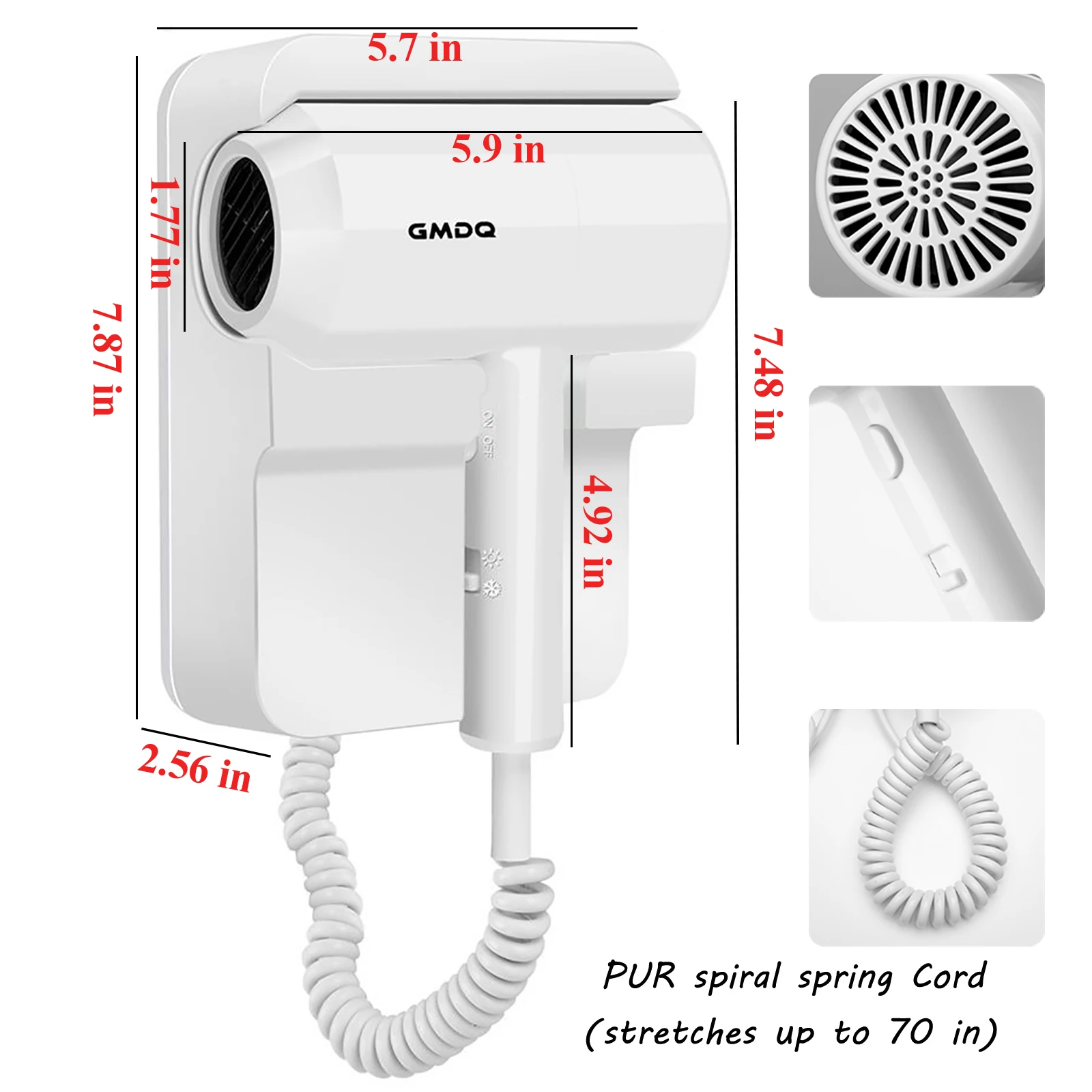 110V/220V Wall Mounted Hair Dryer Hotel Bathroom Hair Dryers Professional Constant Temperature Dryer with Holder Base 5