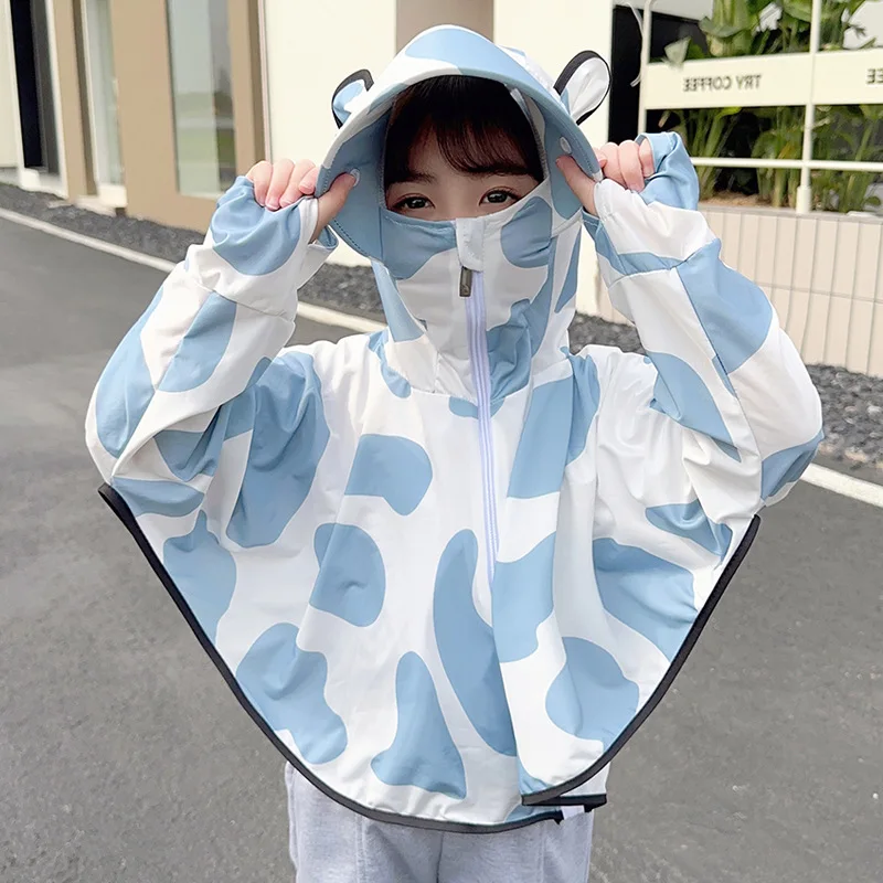 Children Skinsuits Ice Silk Summer UV Proection Boys Girls Breathable Hooded Jacket For Outdoor Hiking Trekiing Beach Travel