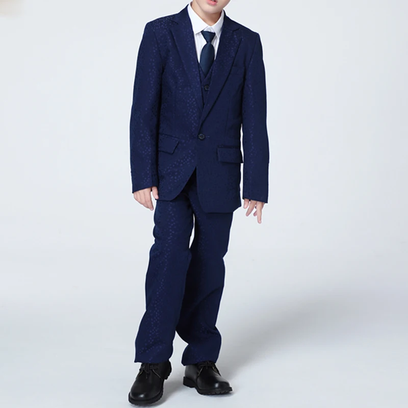 

2023 Loose Boy's Business Suits Winter One Bottom Bridegroom Party Kid Suits 3 Pieces(Jacket+Pant+Vest )traje de novio