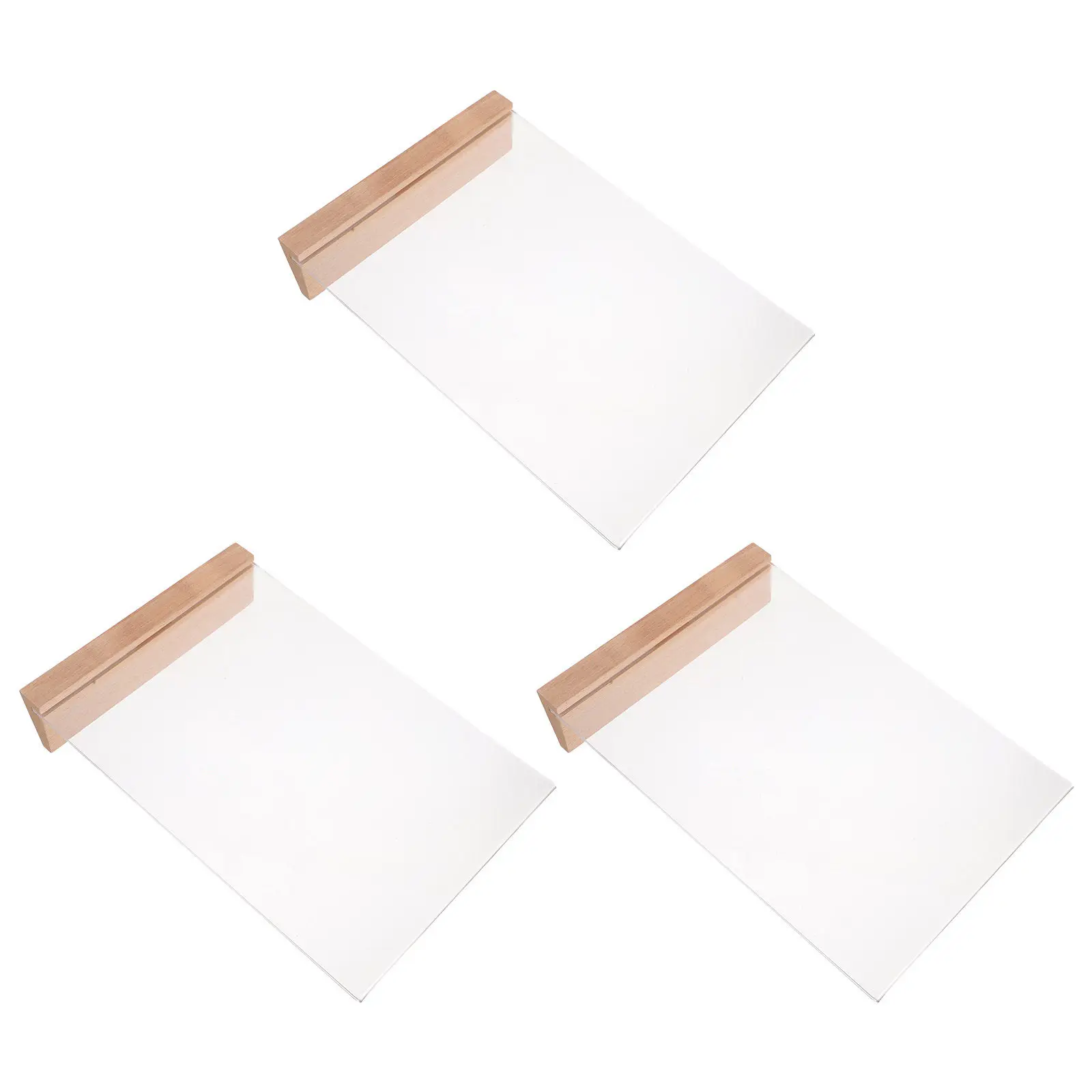 3Pcs 테이블 사인 홀더 L 모양 투명 아크릴 디스플레이 나무 베이스 독립형 메뉴 스탠드 데스크탑 포스터 홀더 A4 크기