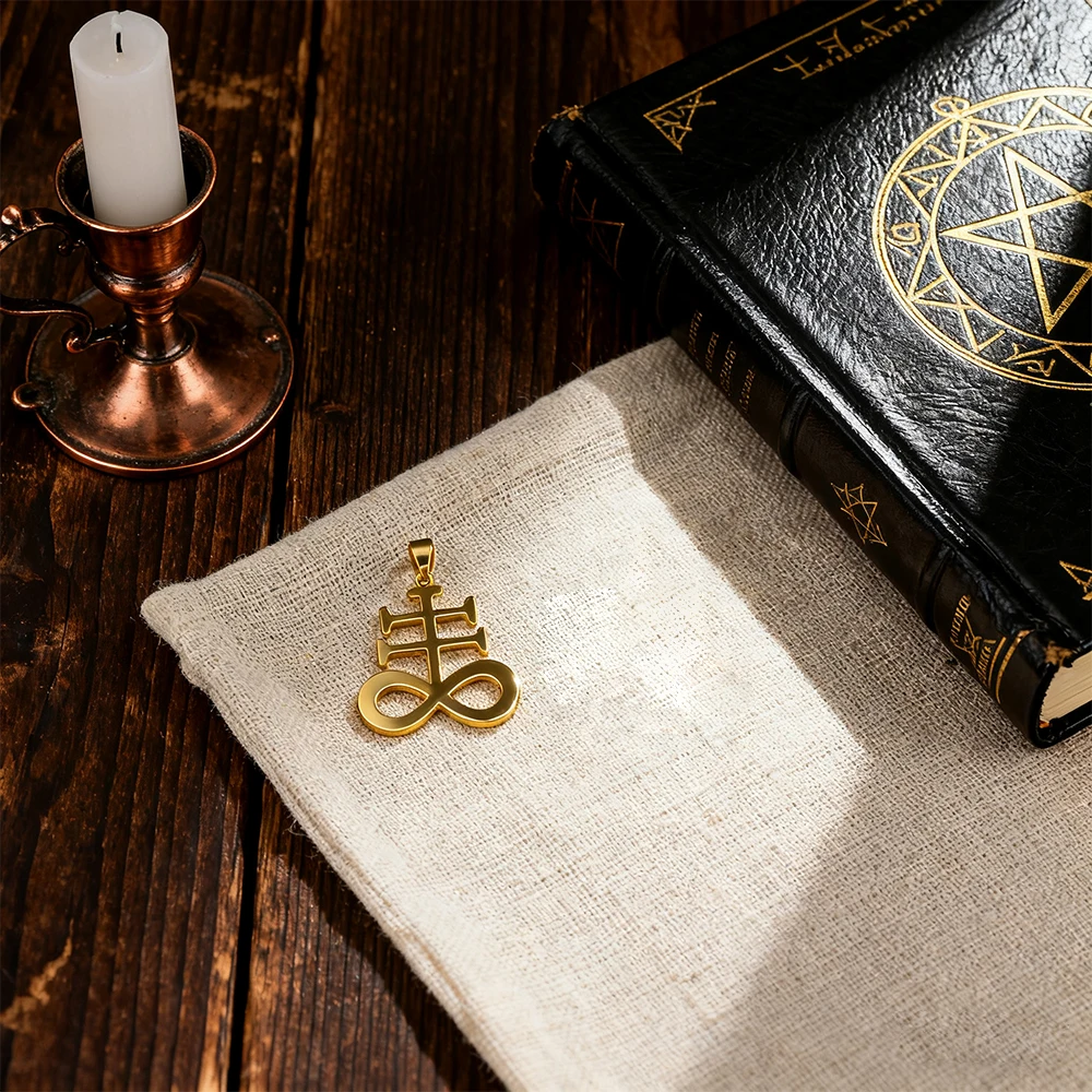 Leviathan Cross Sigil Pendant Set - Gothic Stainless Steel Amulet Jewelry Collection