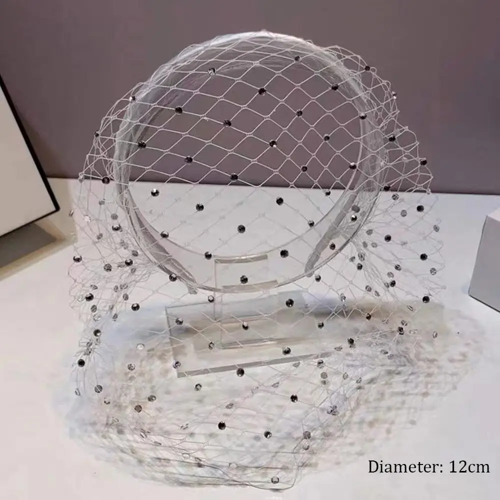Retro Eleganter Vogelkäfigschleier Weiß Schwarz Stirnband Schleier für Bräute Abdeckung Gesichtsnetz Maske Haarschmuck Frauen Mädchen Hochzeit Kopfbedeckung – Detail 3