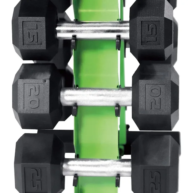 Rubber Hex Dumbbell Set with Rack 5